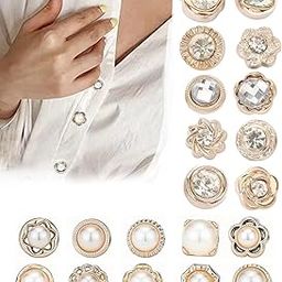 20Pcs Button for Women Shirt Button for Clothing Dress Supplies Clothing Bags Accessories Supplies DIY Crafts, Brooch for Women Shirt Brooch Buttons Cover up Button (Pearl + Diamond (20pc))-18