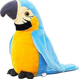 VGRASSP Talking Parrot Toy for Kids No Matter What You Say Will Repeat Funny Learning Good Helper Bring You Happiness! Plush Parrot Speaking Toy (Blue-Printed)-picture-18