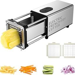SIXRARI - Electric French Fry Slicer, Automatic Stainless Steel Cutter with 1/2" and 3/8" Round Blade for Homemade French Fries, French Fries and Vegetable Cutter-image-69