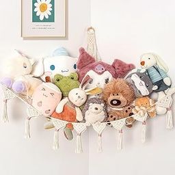 Urooz Stuffed Animal Net or Hammock, Macrame Toy Hammock Hanging Pet Net for Squishmallow Plushie Holder Teddy Bear Organizer Kids Room Storage Ideas ((leaf) 41” x 41" x 57 CM)-image-90