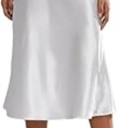 Satin Midi Skirt, A-Line Pattern, High Waist-image-2