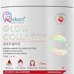 Raskam Glow Collagen Powder 250gm of 25 Servings | Korean Marine Flavored (Strawberry) Collagen Powder Supplements for Women & Men-picture-30