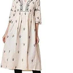 ratan Women's Cotton Flared Lucknowi Chikankari Ethinic Wear Kurta-picture-2