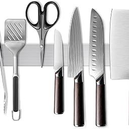 MEDALLIX 12 Inch Stainless Steel Magnetic Knife Holder for Wall, Heavy-Duty Knife Bar Strip with Powerful Magnet, Kitchen Utensil Organizer Rack for Knives, Tools, Refrigerator or Wall Mount-image-3