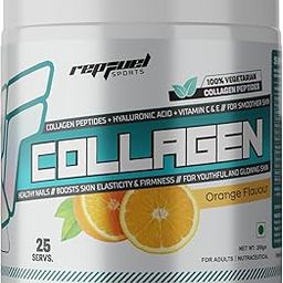 Repfuel Sports 100% Vegetarian Collagen Peptides || Collagen Peptides + Hyaluronic Acid + Vitamin C & E - For Smoother Skin (25 Servings, Orange Flavor)-image-16