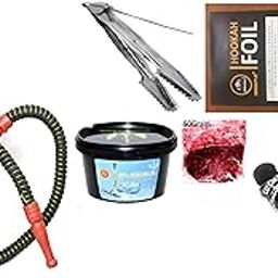HOOKAH DESIGN INTERNATIONAL Combo of 12 Inches Glass, Turkish Iron, 10 Shisha Magic Charcoal Disk, Prem Herbal Flavnour (Tobacco/Nicotine-free)Luxury Glass Hookah multicolor set with All Accessories-image-34