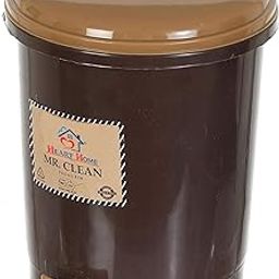 Heart Home Plastic 2.5 L Mini Desktop Trash Bin with Lid Tiny Garbage Trash Bin (Brown)-picture-2