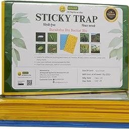 Wavar Yellow & Blue Insect Sticky Trap to Catch White Flies, Aphids, Jassids,A5 Size 25 Sheets in One Bundle use in Farm and Agricultural Purpose-image-2