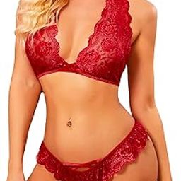Women Floral Lace Bra Panty Lingerie Set-image-36