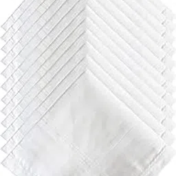 s4s Men's 100% Cotton Supreme Collection White Hanky Handkerchiefs - Pack of 12-picture-16