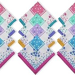 Pack Of 12 Women's Floral Multicolor Cotton Handkerchiefs 31X31 CM-H182-image-47