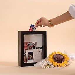 CONFETTI GIFTS Black Wooden Memory Box, Wall Hanging Wooden Organizer, Home Decor Storage Trinket, Black Colour Rectangle Souvenir Box 9.5X7.5 Inches, Gifts for men special unique-image-39