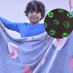 Football Glow in The Dark Blanket for Kids 0-15 Years |200x152 Cm| Soft Flannel Fleece Throw, Cozy & Warm All-Season Radium Blanket, Ideal Gift for Boys & Girls (Grey, Queen Size)-image-96