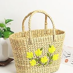 Habere India-All the Cultures Fabricating India Wicker Baskets | Lunch Basket | Embroidered Tote Bag | Picnic Baskets | Cane Basket for Gifting | Storage Basket (Design 03, Oval- 41x19x30)-image-64