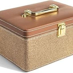 Makeup Box - Vanity Box for Women Bridal - Cosmetic Box Organiser, Durable, Stylish Finish for Home or Travel, Large Capacity Beauty Case for Brushes, Lipsticks & Skincare, Gold-image-52