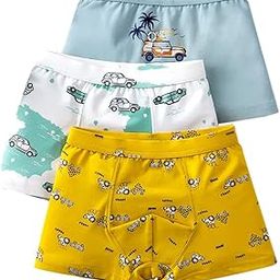 Dorakitten Kids Underwear Cotton Stretch 3 Pairs Car Pattern Casual Soft Boxer Underwear Cotton + Spandex-image-45