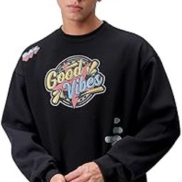 Men Oversized Placement Print Crew Neck Overhead Sweatshirt-picture-5