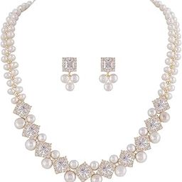 Real Natural Fresh Water Pearls Necklace Set For Women Girls (WHITE)-image-34