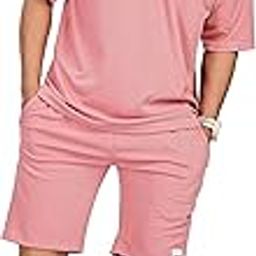 Mens Solid Relaxed Fit Tshirt and Short Set (Pack of 1)-40