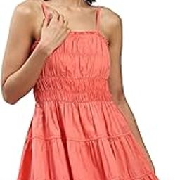 Coral Strappy Skater Dress with Ruffles-image-23