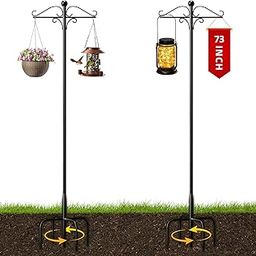 RightTech Double Shepherds Hooks for Outdoor, 2-Pack Heavy Duty Garden Pole for Hanging Bird Feeder, Plant Baskets, Solar Light Lanterns, Garden Plant Hanger Stands with 5 Base Prongs-image-16
