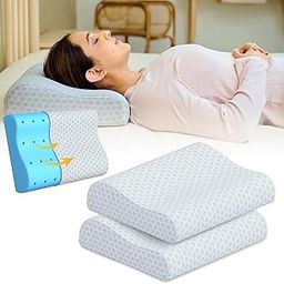 CareFoam Gel Memory Cervical Neck Pillow for Pain Relief Sleep, Improves Posture & Spinal Alignment, Neck Pain Relief Cushion with Ultra Responsive Memory Foam Washable Cover-King-Grey Pack of 2-image-18