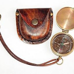 Royal Nautiacl Brass Flat Compass with Lather case Direction Finder Pocket Compass-picture-31