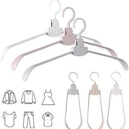 HIKIN SUPERMAKRET Portable Folding Clothes Hangers for Wardrobes, Foldable Clothes Hangers, Drying Rack for Travel Outdoor, Space Saving Multifunctional Adult Child Non-Slip Hangers-3PC (M, 10, count)-21