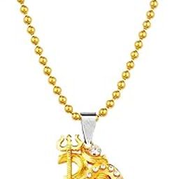 Gold Plated Brass Lord Shiva Symbol Om with Trishul Shivling Pendant Locket Gold Zinc And Metal Pendant Necklace Chain For Men And Women SPn2024114-image-79