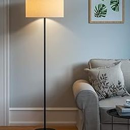 Floor Lamp Standing Modern Black 5ft Height Off White Lamp Shade 14 inches Drum Shade for Living Room Corner, Home, Hotel, Office Visit The Antique Nautical Store-image-88