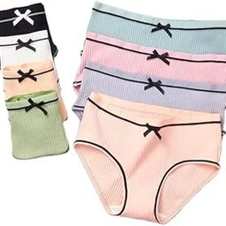 Women’s High Waist Cotton Panties – Pack of 6 | Soft Ribbed Breathable Briefs with Bow | Seamless Full Coverage Underwear for Daily Comfort-image-118