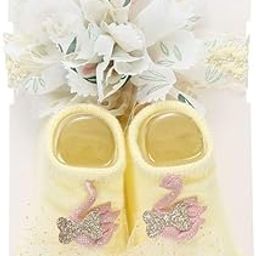 Baby Swan pattern Hairband & Shoes Set Soft, Comfortable Fit for Ages 0-6 Month-old's Ideal for Newborns & Toddlers(Light Yellow)-image-31