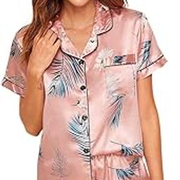 Women's Satin Pajama Set – Short Sleeve Button-Down Sleepwear & Shorts Nightwear | Soft, Lightweight & Comfortable Loungewear for Women-image-18