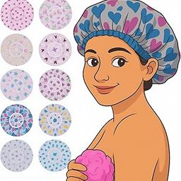 Pack of 10 Reusable Waterproof Travel, Spa, Salon, Friendly Shower Cap For Men And Women Hair Cover-14