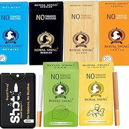 ROYAL SWAG Natural Herbal Cigarettes Regular, Clove, Frutta, Mint, PAAN, Ginger Flavour(60 Sticks) With Anti Addiction Short Spray 20 ml Ayurvedic Herbs 100% Tobacco-Free and Nicotine-Free-picture-7