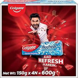 Colgate Max Fresh Blue Gel Anticavity Toothpaste, Peppermint Ice - 600 g (150 g - Pack of 4)-13
