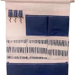 NESTIC Cotton Wall Hanging Organizer | 6-Pocket Organizer for Toys, Cosmetics, Keys, Pens & Kitchen Accessories | Hanging Storage Bag with 3 Hooks (1 Piece)-image-96
