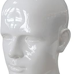 Men Mannequin Head PVC Display Stand Accessory for Salon Display gloss White-image-68