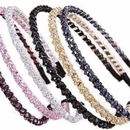 Rhinestone Headband Diamond Crystal Beaded Glitter Hairband Headwear for Women and Girls Party Hair Accessories (Pack of 3)-37