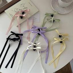 6 Pcs premium Hair Clips with Long Tail, Tassel Ribbon Small Claw Clips knot Satin Hair Barrette Hair Accessories for Women Girls Toddlers-image-7