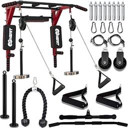 KENIT 7-in-1 Wall Mount Gym Pulley System with Pull-Up Bar, LAT Pull-Down Cable, Tricep Rope & 360° Pulley - Upgraded Home Fitness Machine-3