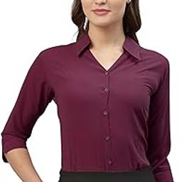 Women's Poly Viscose Solid Regular Fit Shirt, Casual, Formal-image-86