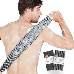 Exfoliating Back Scrubber, Korean Body Back Scrubber Towel for Shower, Japanese Bath Wash Scrub Cloth Washcloth Washer for Men Women Exfoliation, Body Scrubbing Brush Loofah Exfoliator (Stripe Black)-image-23