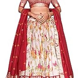 Women Tussar Silk Lehenga Choli Set with Perfect floral print design-picture-13