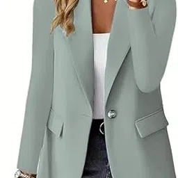 yashidun Women's Solid Color Long Sleeve Blazer Jacket Versatile Lightweight Layer for Office and Outfits-picture-8