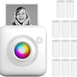 ACAGALA 58mm Mini Portable Pocket Printer BT Wireless Connection for Picture Labels Craft List Instant Label with 1 Roll Thermal Paper Compatible with Android-10