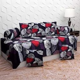 KIAAKSH Printed Diwan Set Glace Cotton Cloth Quality Designer Printed 8 Pieces Standard Size 60x90 Inches Diwan Set (1 Single Bedsheet, 2 Bolster Covers, 5 Cushion Covers) Dwn 12-image-86
