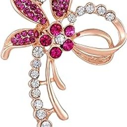 Rose Gold Plated Trendy Floral Pink and White Crystals Brooch/Saree Pin for Women (BP1101114ZPin)-8