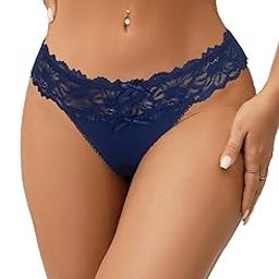 Women's Floral Lace Thongs Soft Stretchy Thongs Plus Size Underwear Ladies Sexy Panties Hipster Bikini-image-11