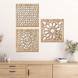 Wallcano White Wall Mirror Decor Panel Wooden Hanging Square Wall Decor Frame for Living Room, Bed Room - Decorative Mirror Wooden Wall-image-86
